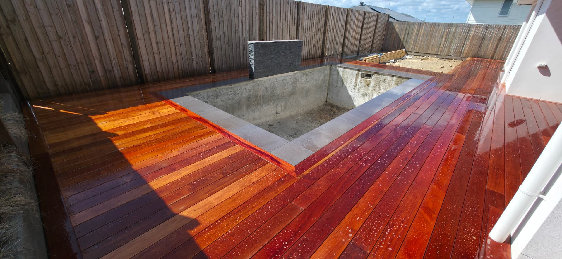 Poolside hardwood deck