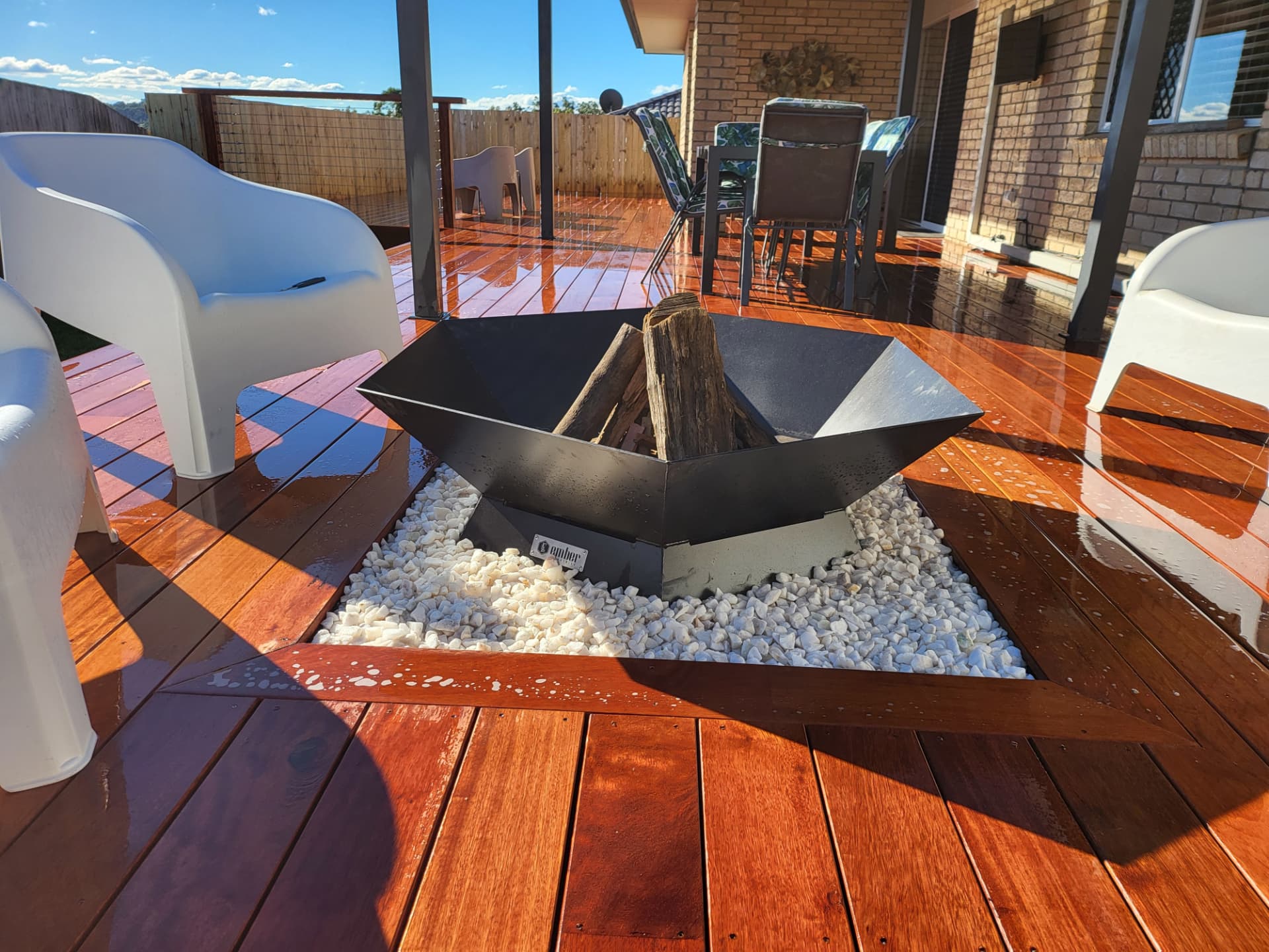 Custom fire pit deck detail